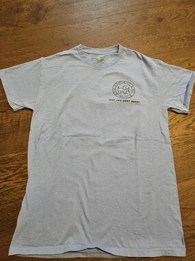 RON JON SURF Shop Men's Light Blue Short Sleeve Tee with Chest Emblem